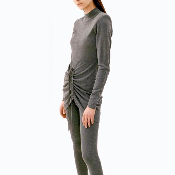 Ronny Kobo x Free People Macall M Gray Knit Adjustable Ruched Sweater Mini Dress - Picture 1 of 7